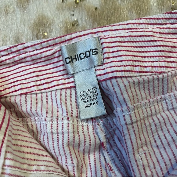 Chicos .5/ sz 6 Red White Stripped Capri Pant - Picture 3 of 6